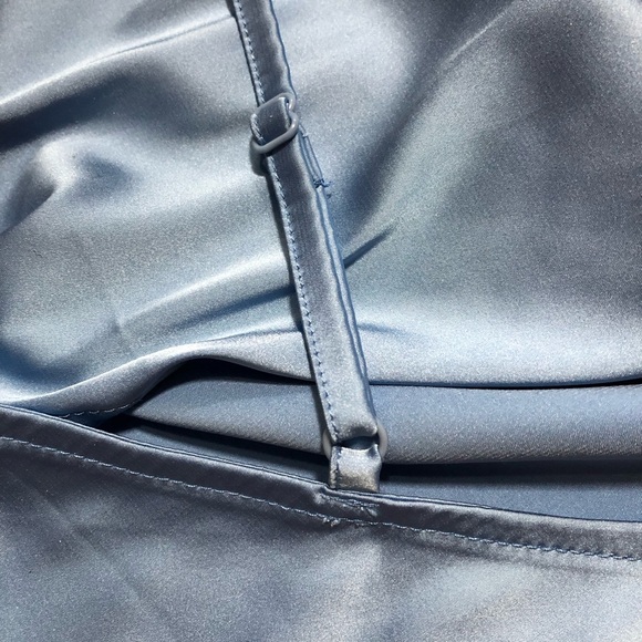 Baby Blue Satin Ruched Top - Picture 10 of 17